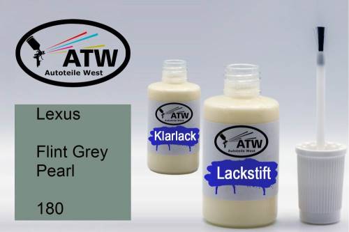 Lexus, Flint Grey Pearl, 180: 20ml Lackstift + 20ml Klarlack - Set, von ATW Autoteile West.